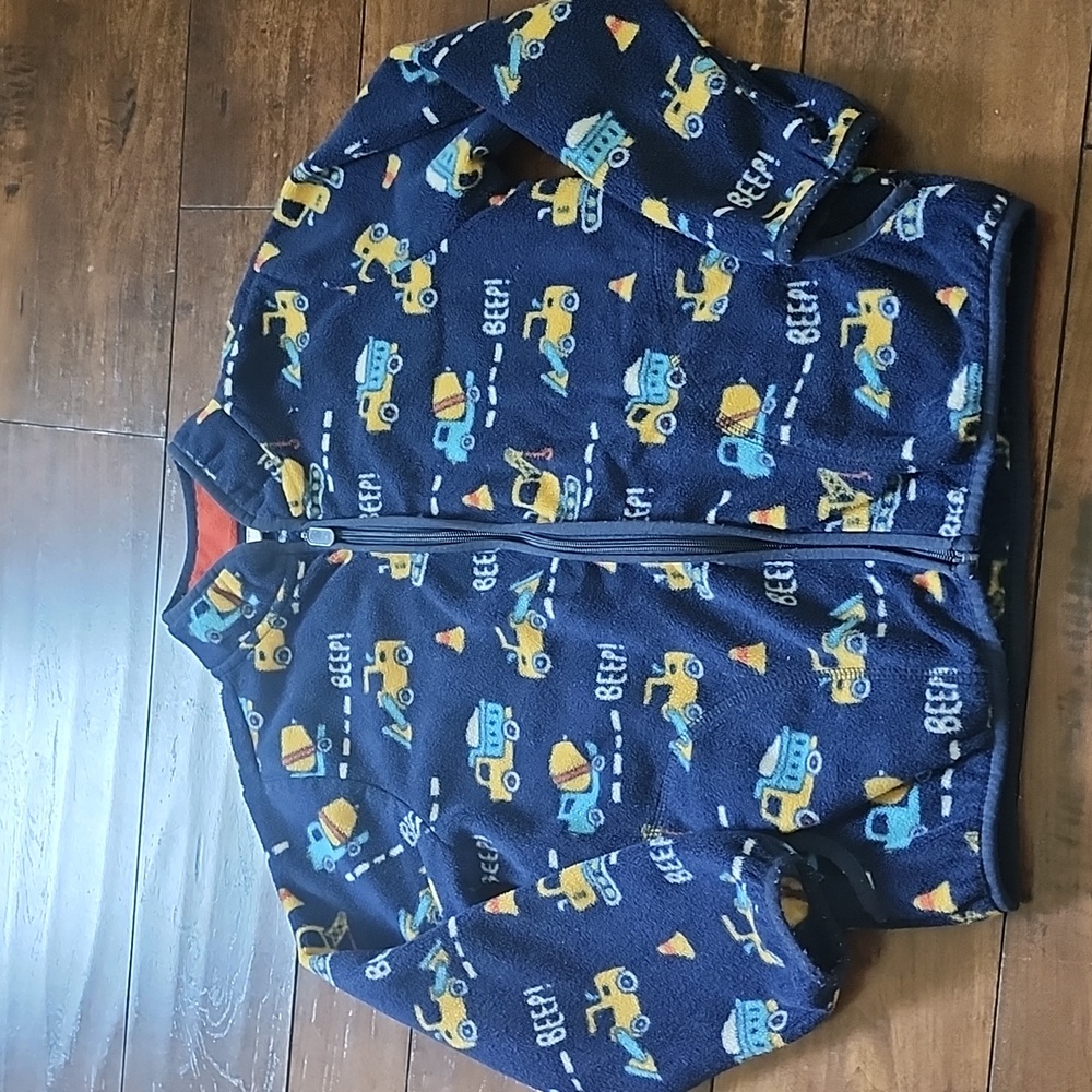 3/$15! Cute Crew size 8 fleece zip up light jacket construction vehicles